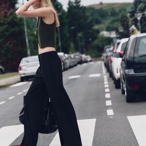 Zara WIDE LEG SLIT PANTS Size L